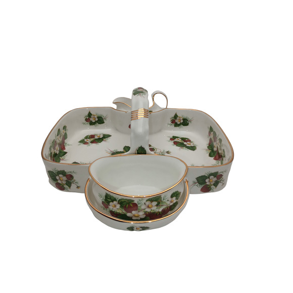 Hammersley & Co. Strawberry Ripe Bone Chine Tea Basket Set - Picture 8 of 9